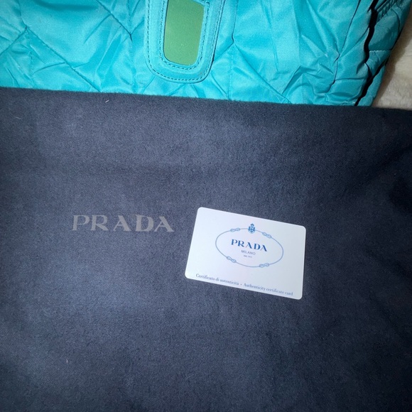 PRADA TURQUOISE QUILTED WITH COA DUSTBAG - Picture 12 of 16